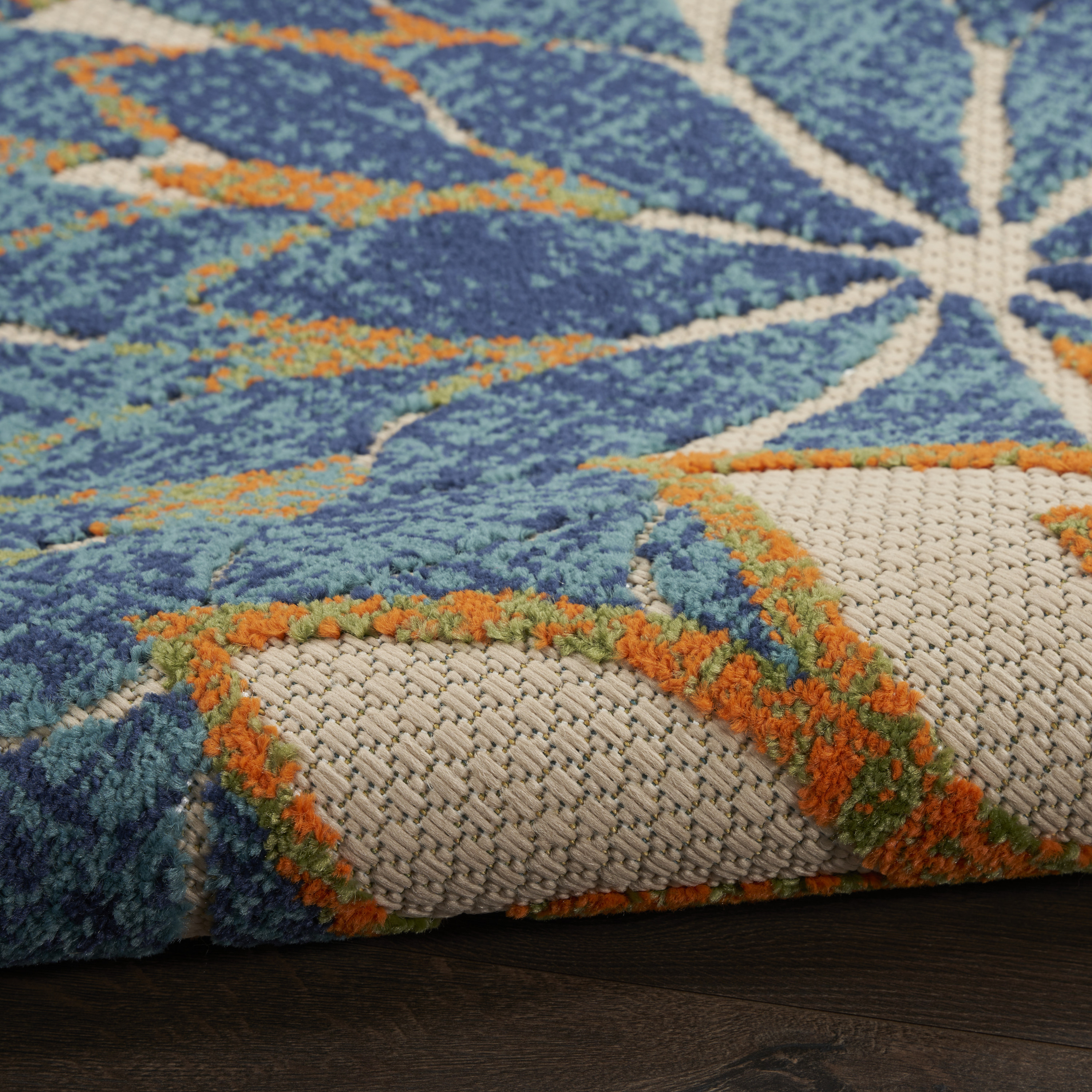 Nourison Aloha 5'3" x 7'5" Blue Green Tropical Rug