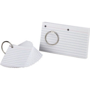 JustFlip-it!&trade; Punched & Perfed Study Cards, Ruled, White