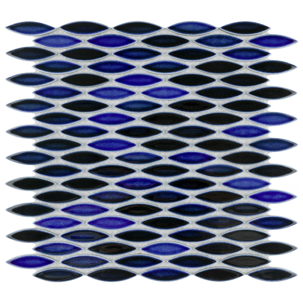 Pescado Glossy Azul 12 in. x 12-1/2 in. Porcelain Mosaic Tile