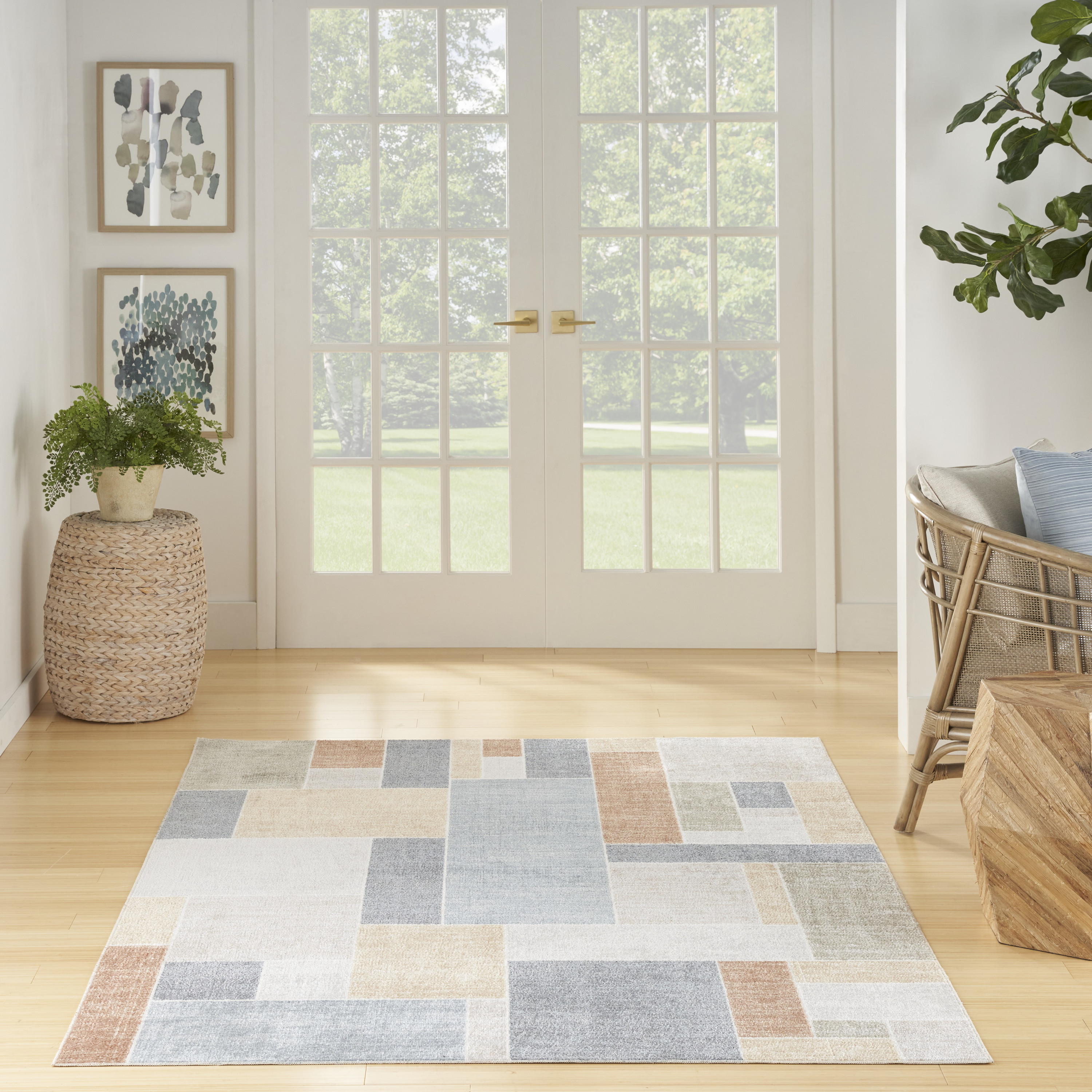 Nourison Astra Machine Washable 6'7" x 9' Multicolor Contemporary Indoor Rug