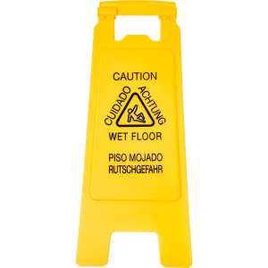 Carlisle, Flo-Pac  Economy, (English/Spanish/German), "Caution", Wet Floor Sign, Yellow, 25"