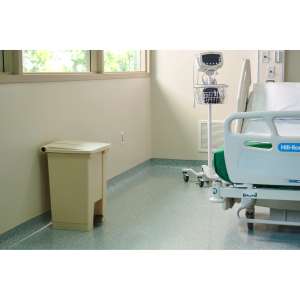 Rubbermaid Commercial, Legacy, 18 gal, Plastic, Beige, Rectangle, Receptacle