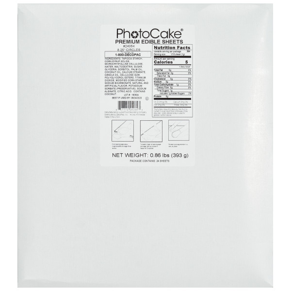 PhotoCake® Premium Edible Sheets, 8.25" Circle PhotoCake® Edible Paper