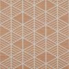 Woven textile with white lattice of diagonal-striped diamonds; lying flat and covering a surface, close-up, evenly lit, warm terracotta background.