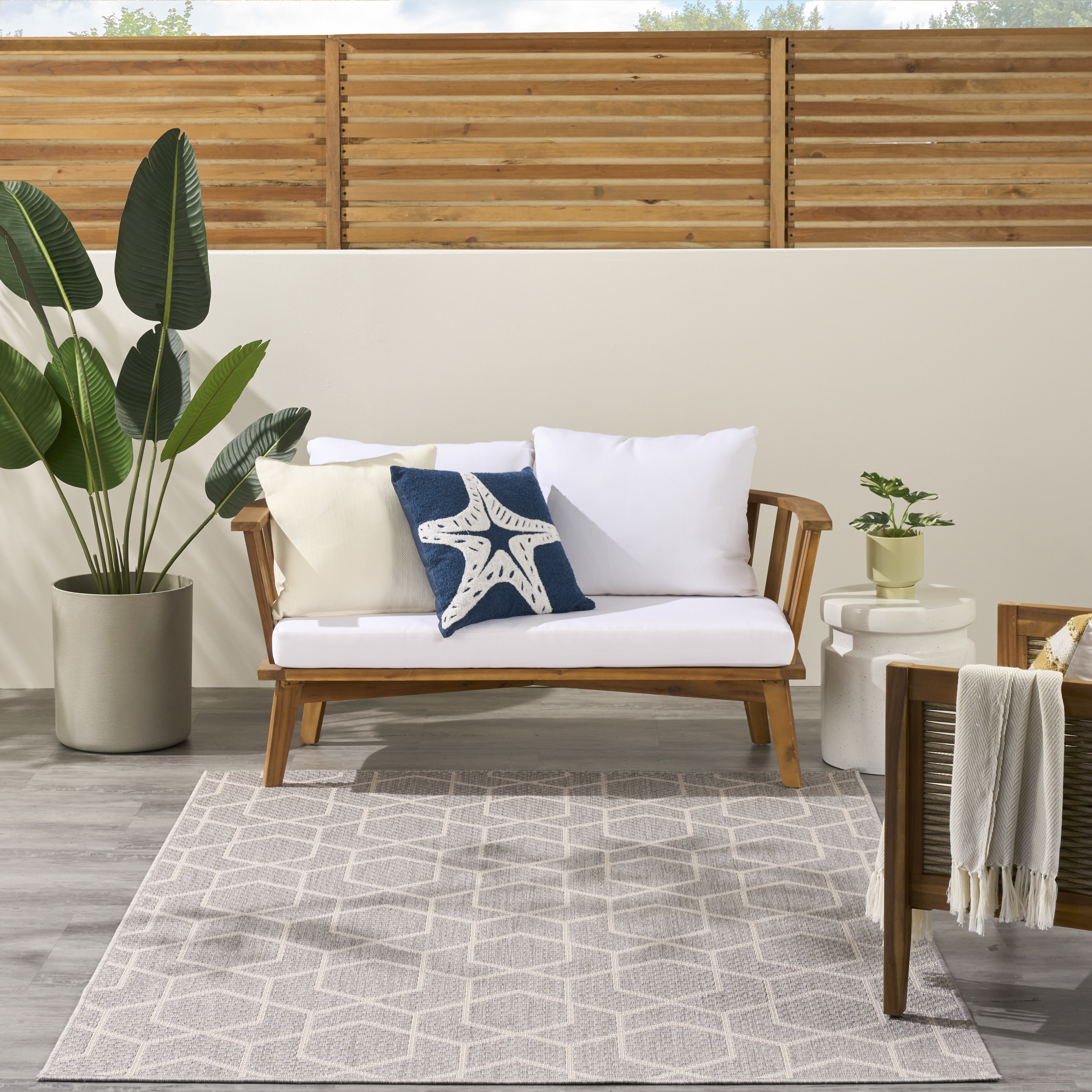 Nourison Horizon Indoor/Outdoor 4' x 6' Grey Modern Rug