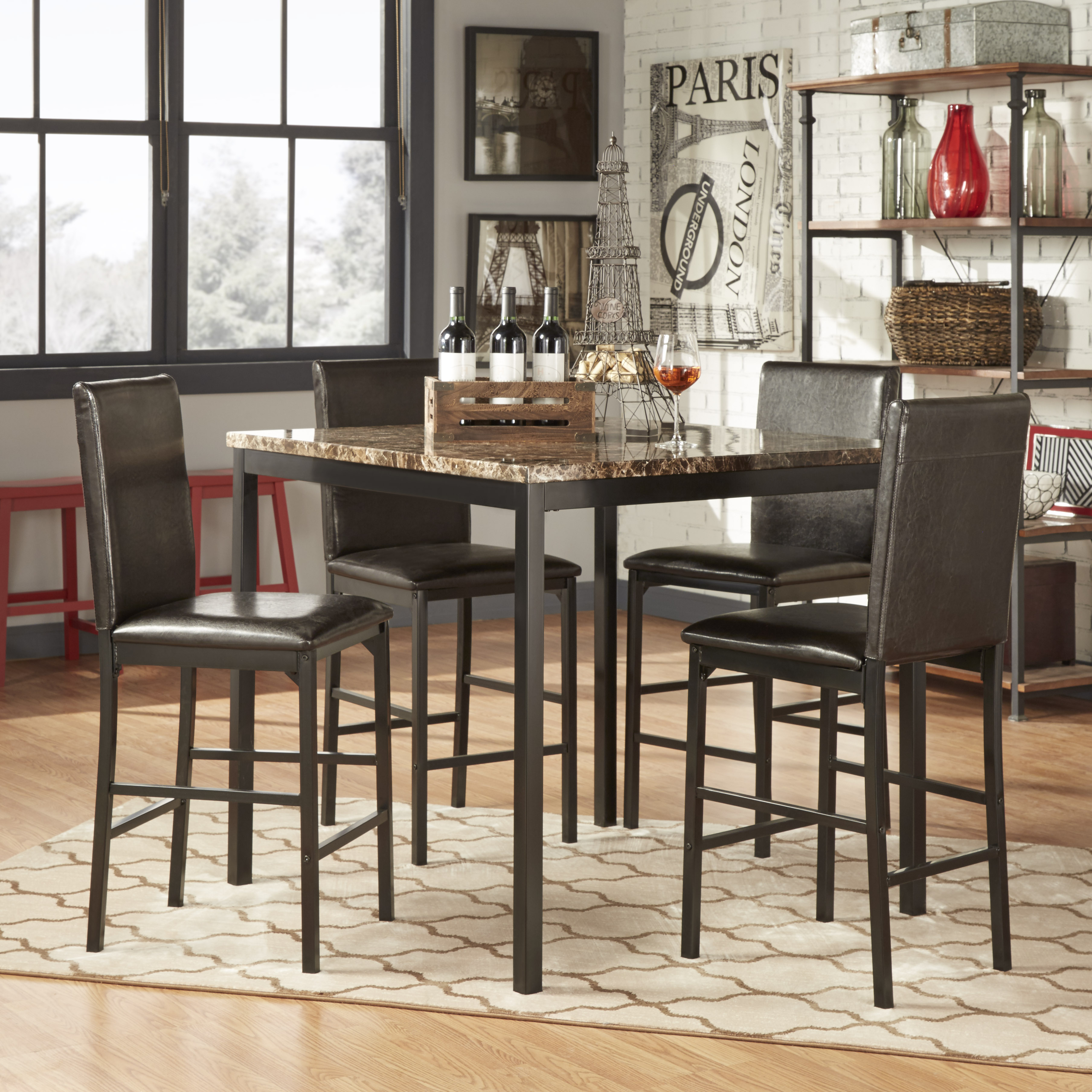Metal Upholstered Counter Height Chairs (Set of 4)