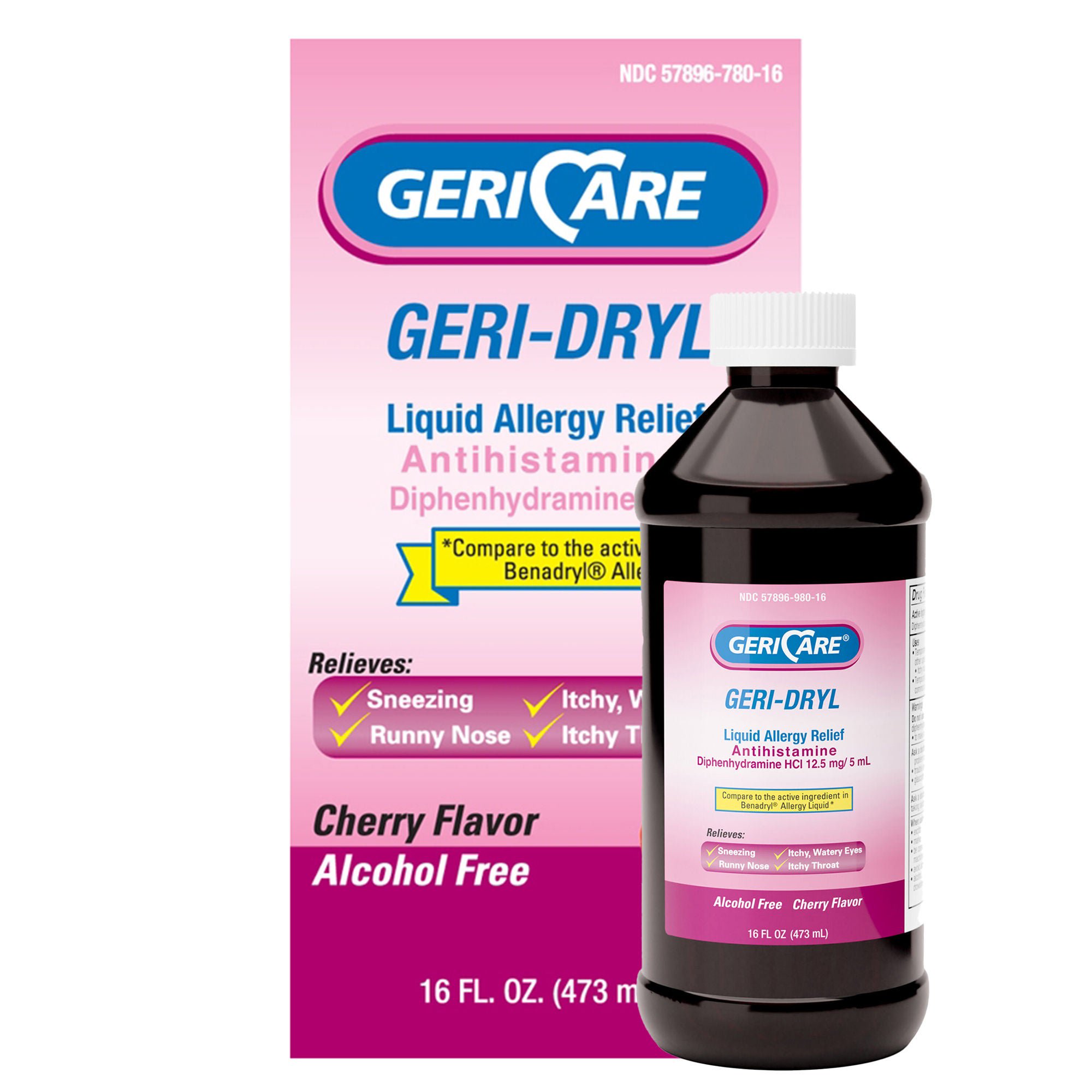 Geri-Care DIPHENHYDRAMINE HCL, LIQ ALCHL FREE 12.5MG/5ML 16OZ (12BT/CS