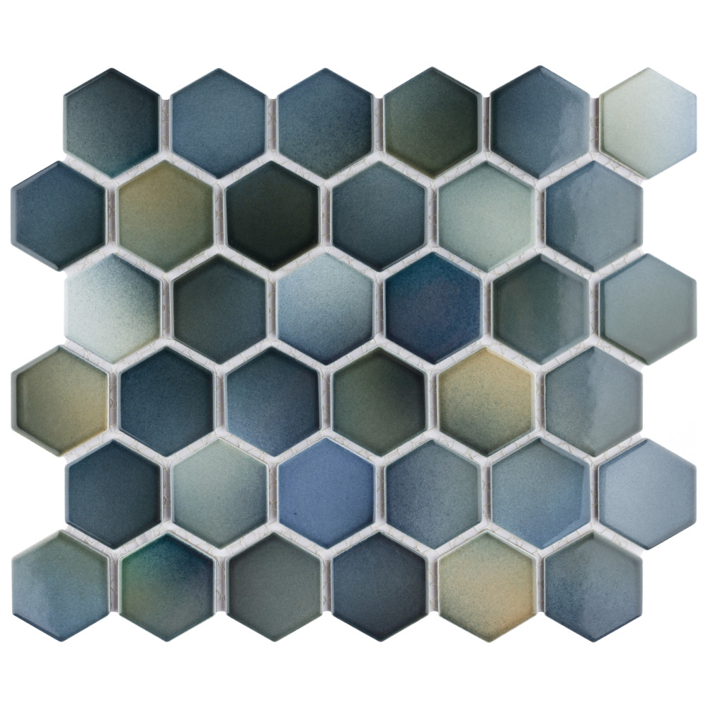 Hudson Due 2″ Hex Atlantis 10-7/8 in. x 12-5/8 in. Porcelain Mosaic Tile