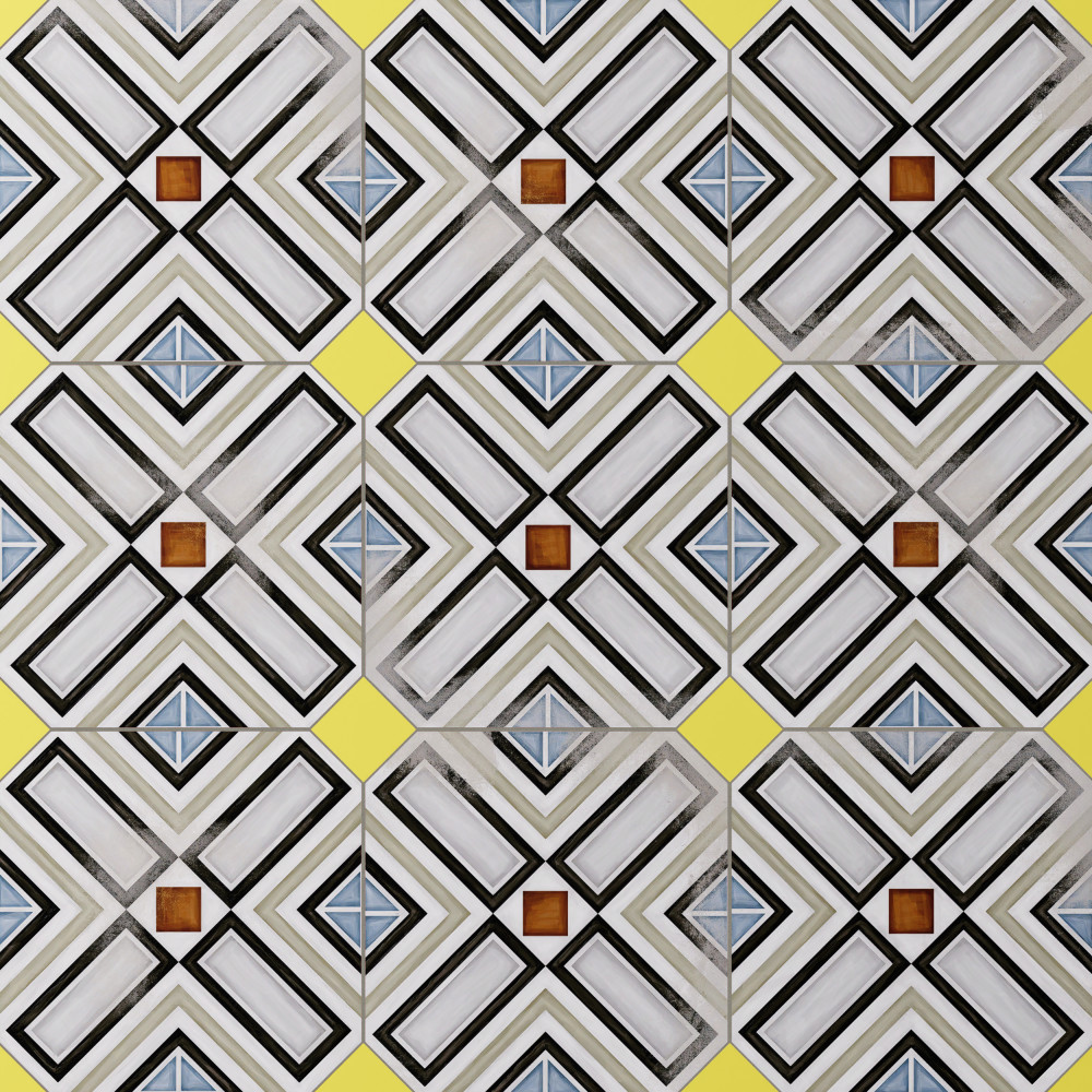Vaudeville Octagon Deco Ritter with Taco Lima 7-7/8 in. x 7-7/8 in. Porcelain Floor and Wall Tile