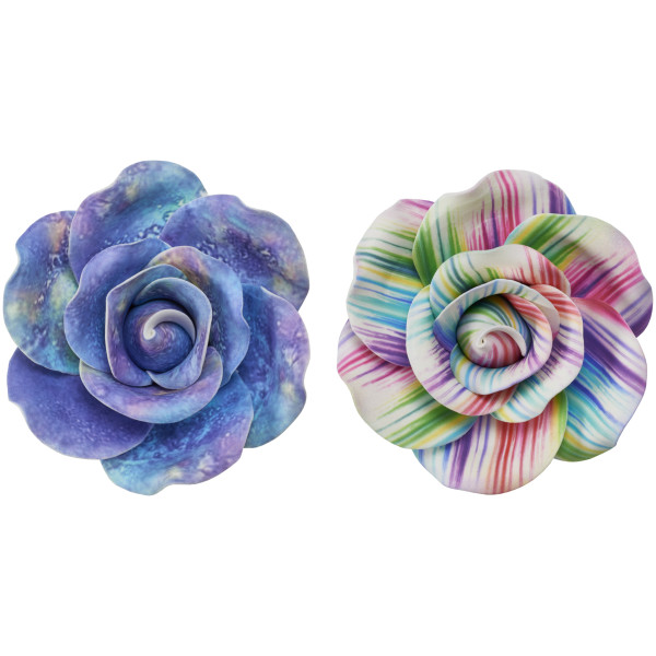 Painted Colors Printed Rose Assortment Gum Paste Flowers