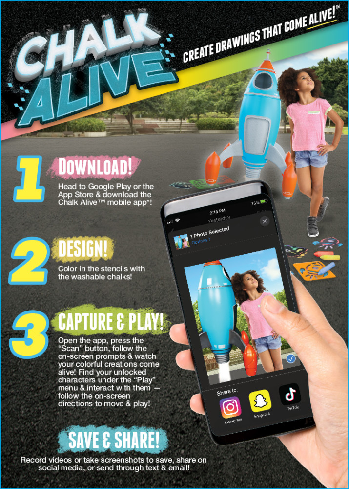 Chalk Alive 4D Interactive Chalk Art, Stencils Include Lion, Tiger