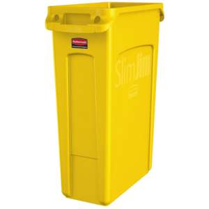 Rubbermaid Commercial, Vented Slim Jim®, 23gal, Resin, Yellow, Rectangle, Receptacle