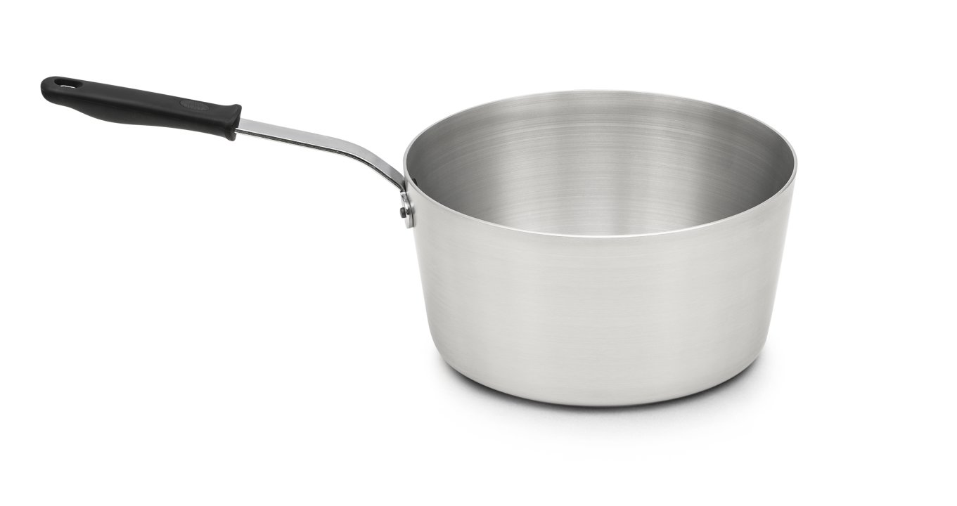 10-quart Wear-Ever® tapered aluminum saucepan with natural finish and silicone handle