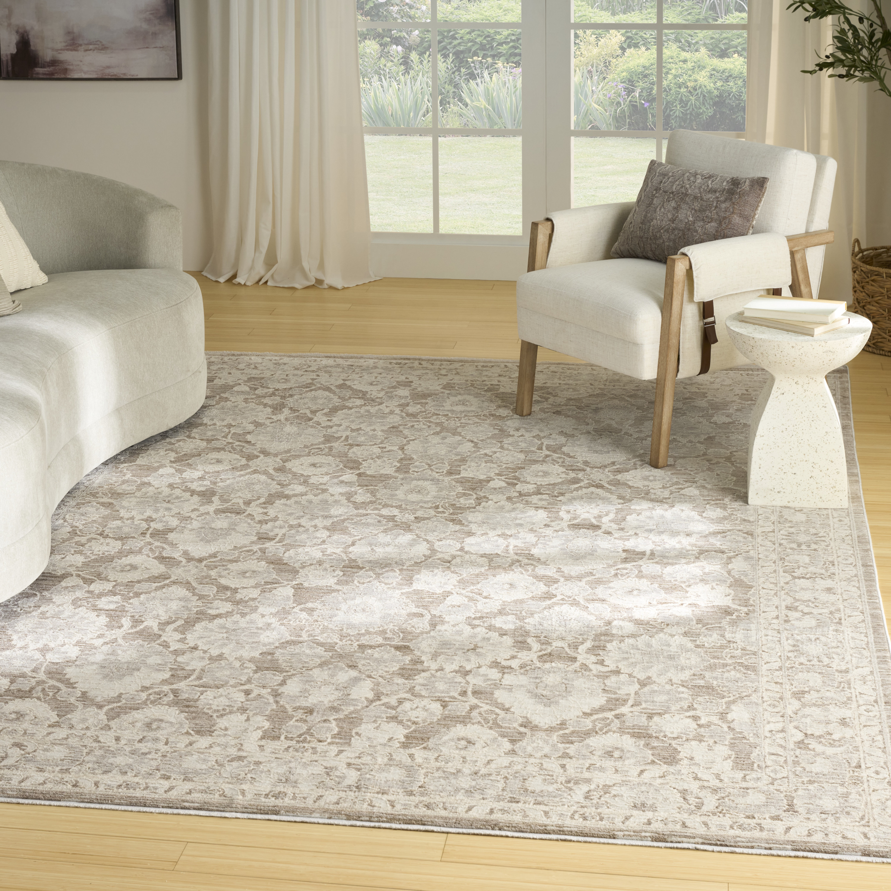 Nourison Shadows 7'10" x 9'10" Ivory Mocha Vintage Indoor Rug