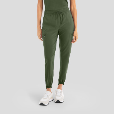 White Cross CRFT WB415 Women&#8216;s Wrinkle Resistant Jogger Scrub Pants with Contouring Side Panels and Zipper Pockets-White Cross