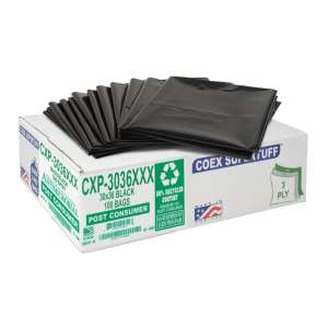 Aluf, CXP COEX Supertuff LLDPE Liner, 30 gal Capacity, 30 in Wide, 36 in High, 1.8 Mils Thick, Black