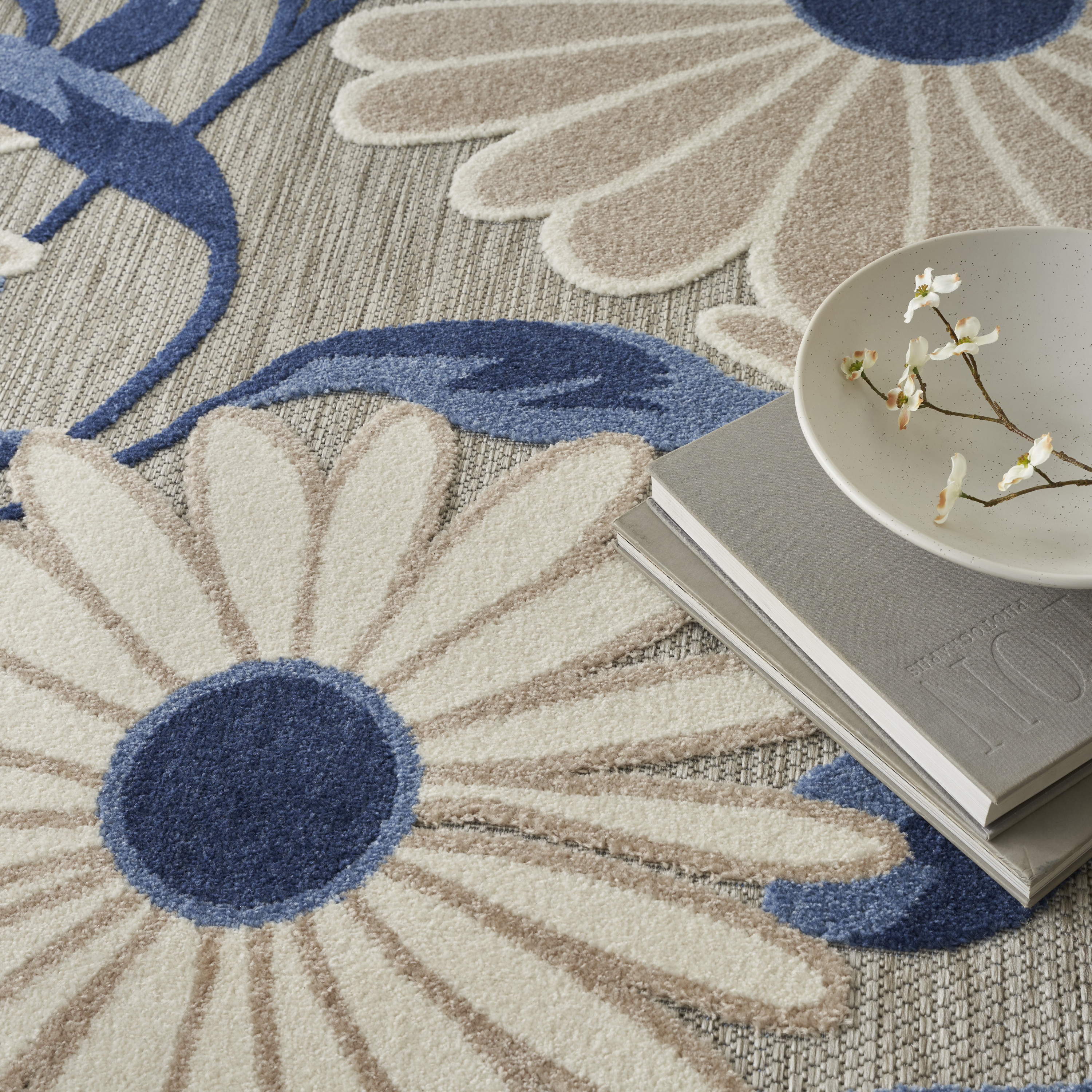 Nourison Aloha 6' x 9' Blue Grey Contemporary Rug