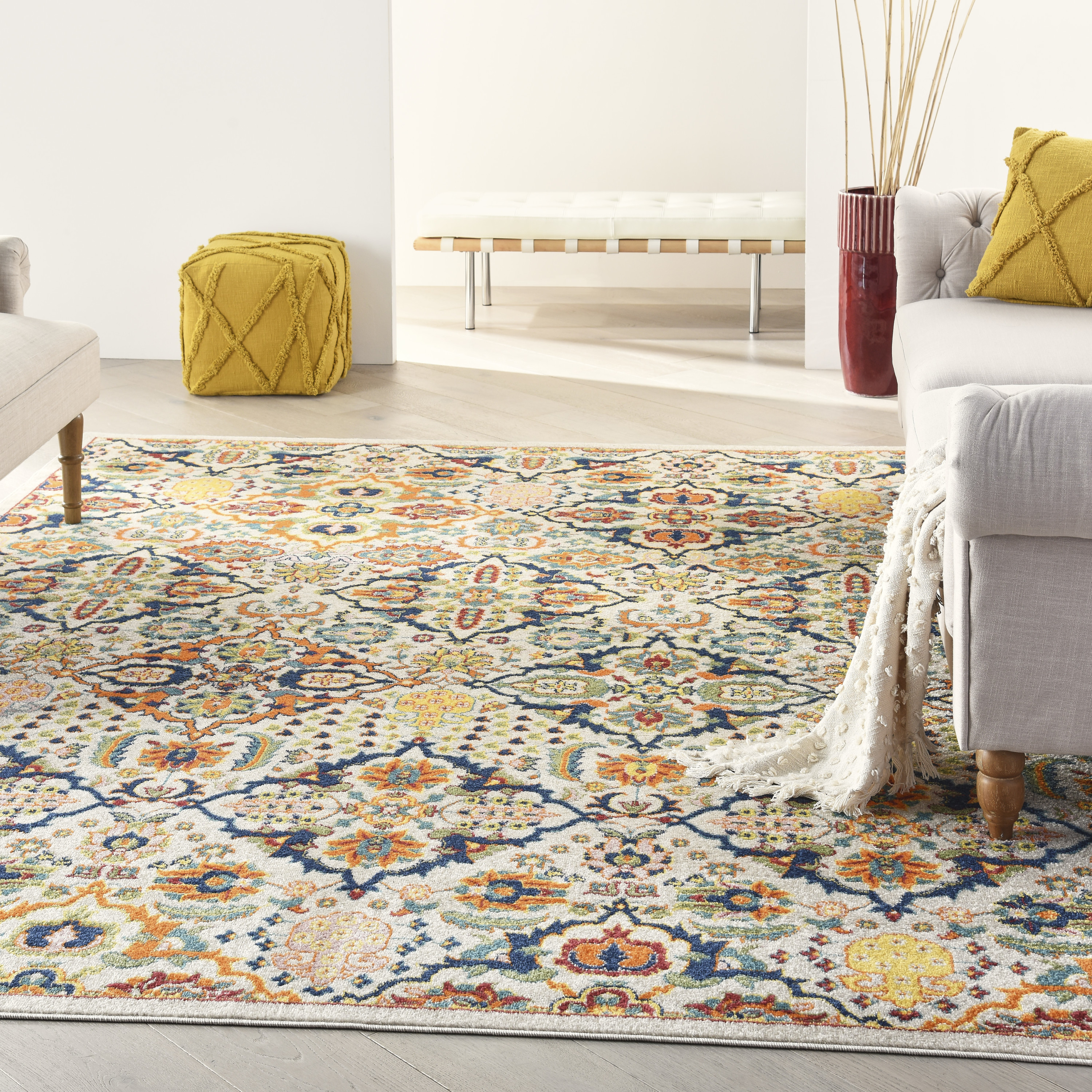 Nourison Allur 7'10" x 9'10" Ivory Multicolor Bohemian Indoor Rug