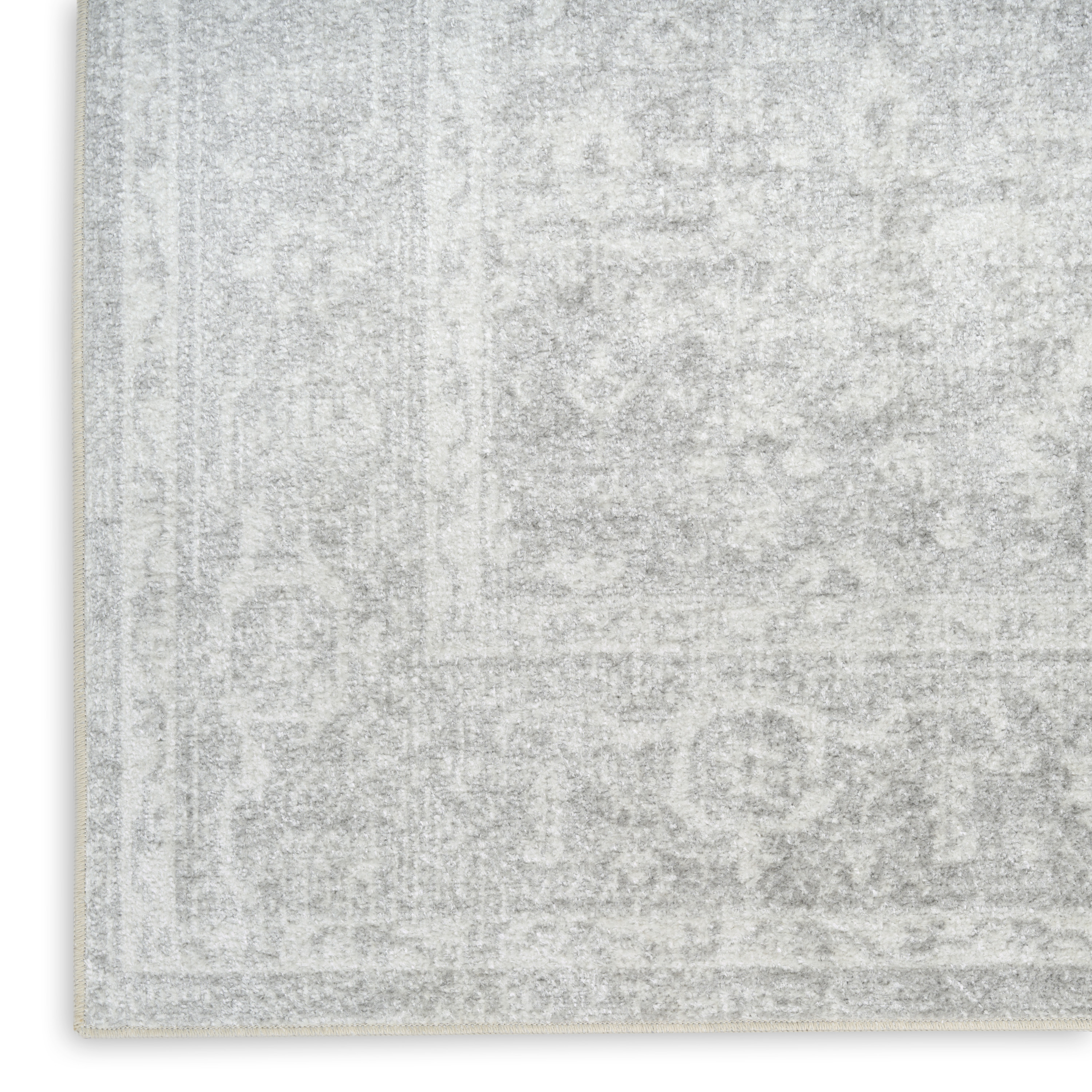 Nourison Astra Machine Washable 3'3" x 5' Light Grey Vintage Indoor Rug