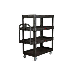 Rubbermaid Commercial, BRUTE, Heavy-Duty, Ergo Handle, 4-Shelf, Utility Cart, Black