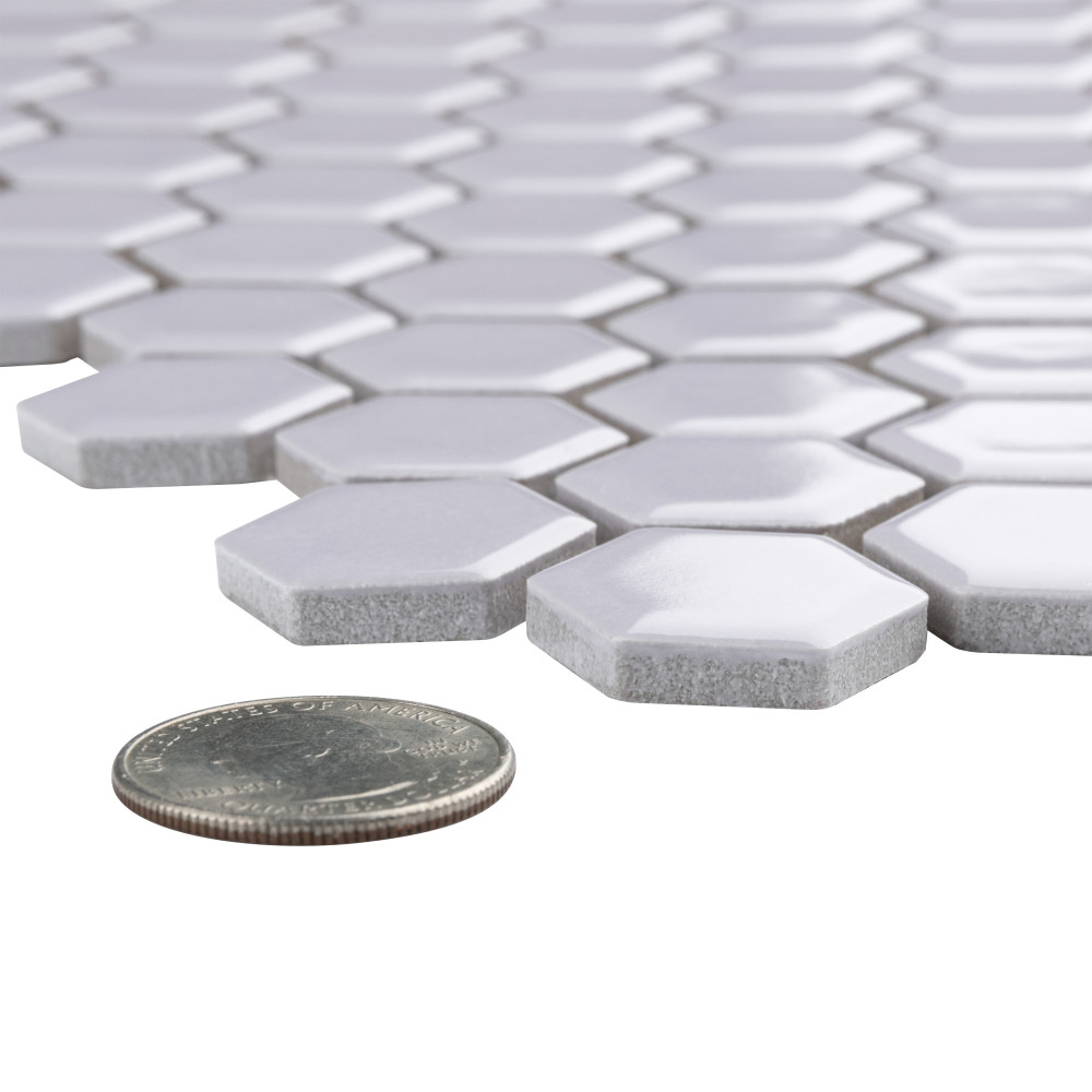 Sample – Metro 1″ Hex Glossy Lavender Porcelain Mosaic Tile