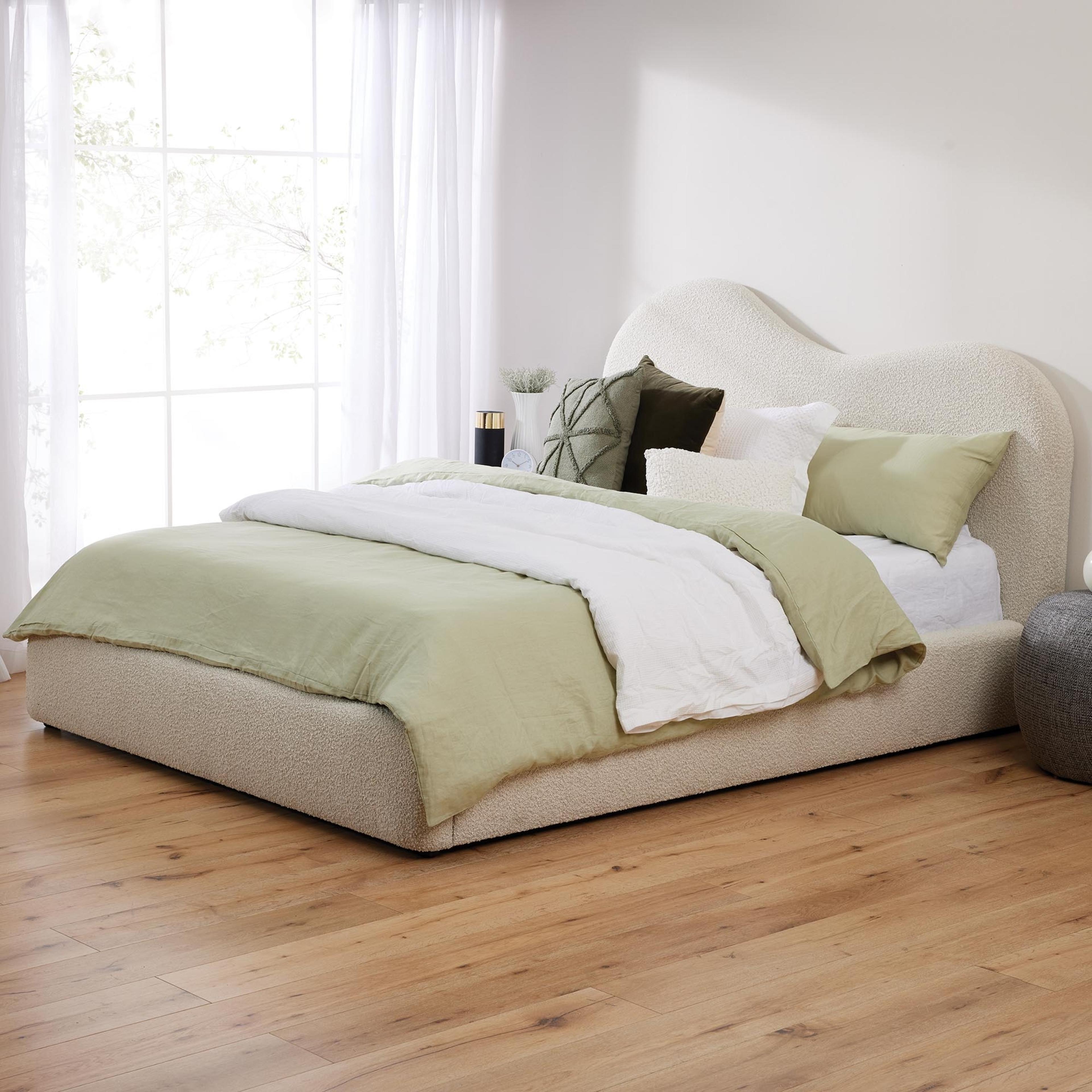 Lifestyle image of the Sorrento Bed Frame, Ovis Ivory from Forty Winks