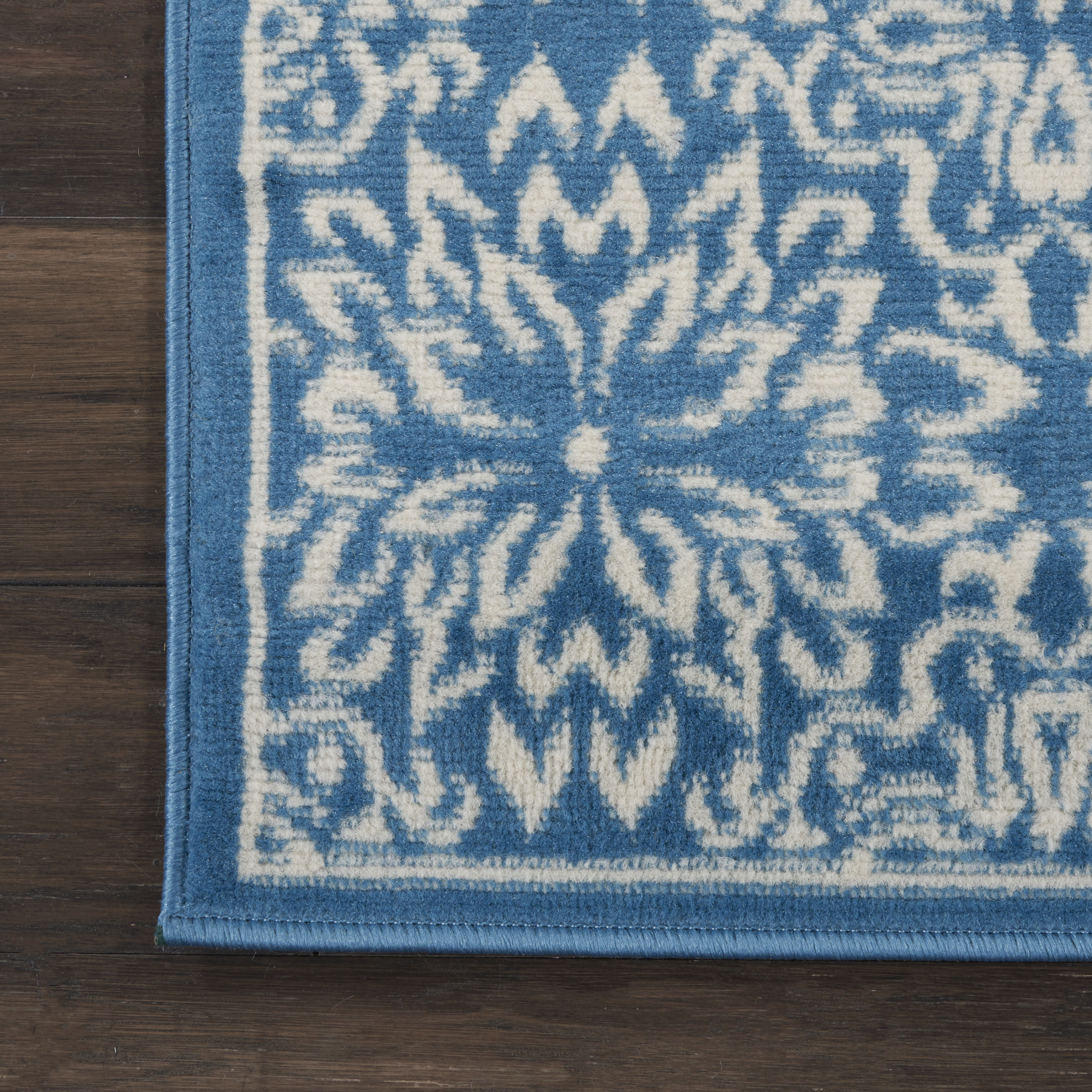 Nourison Jubilant 2'3" x 7'3" Ivory Blue Farmhouse Indoor Rug