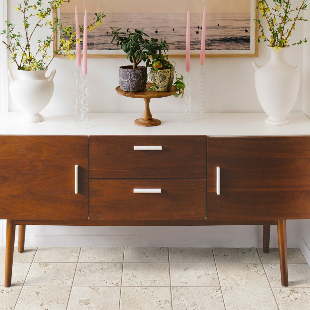 Stone Press Leaf 17-3/8 in. x 17-3/8 in. Porcelain Floor and Wall Tile