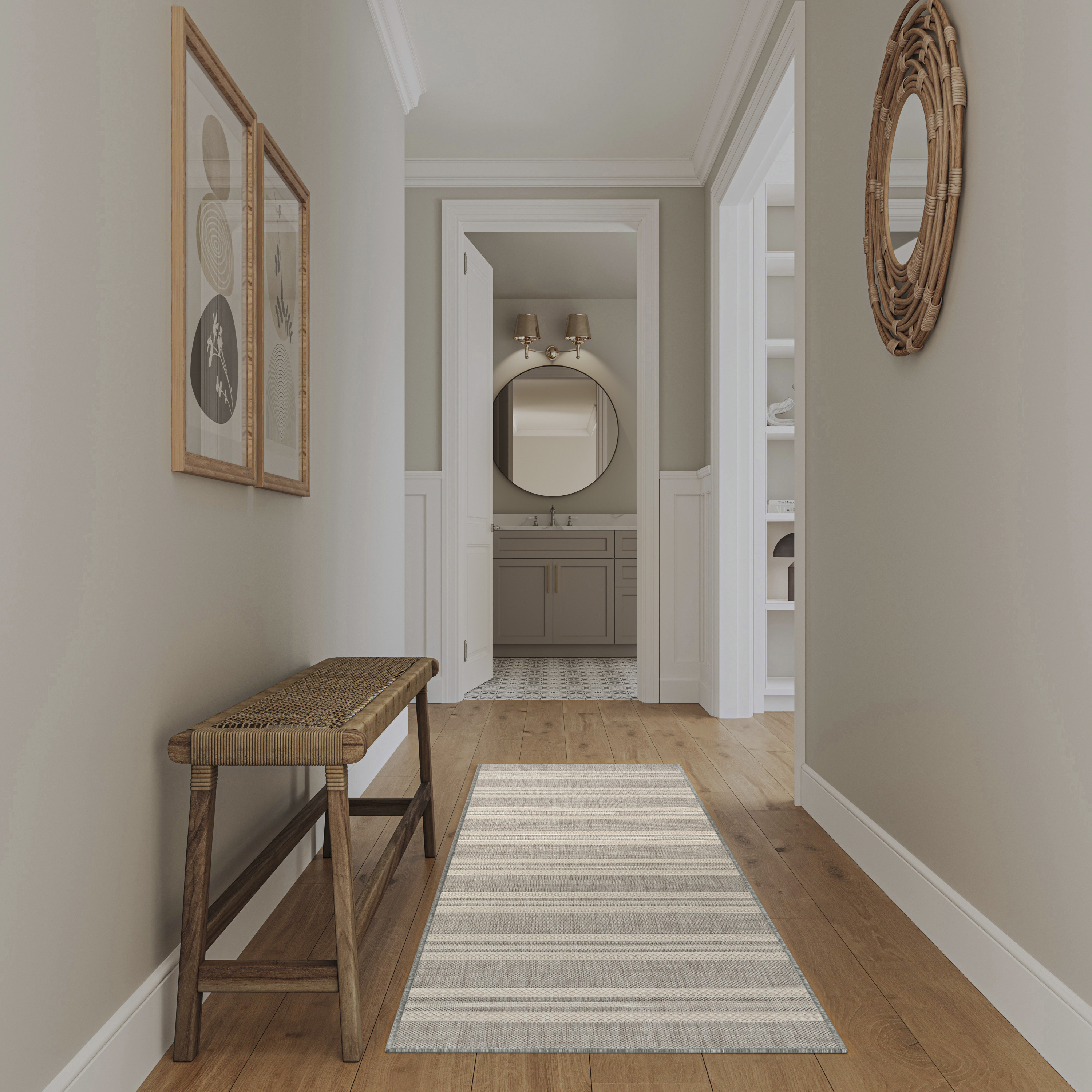 Nourison Horizon Indoor/Outdoor 2'2" x 8' Grey Modern Rug