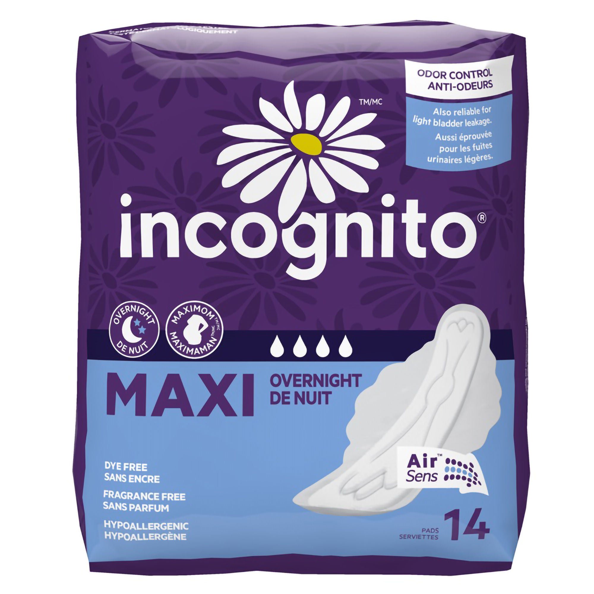 First Quality Products LLC PAD, MAXI WING INCOGNITO OVERNIGHT (14/PK 12PK/CS)