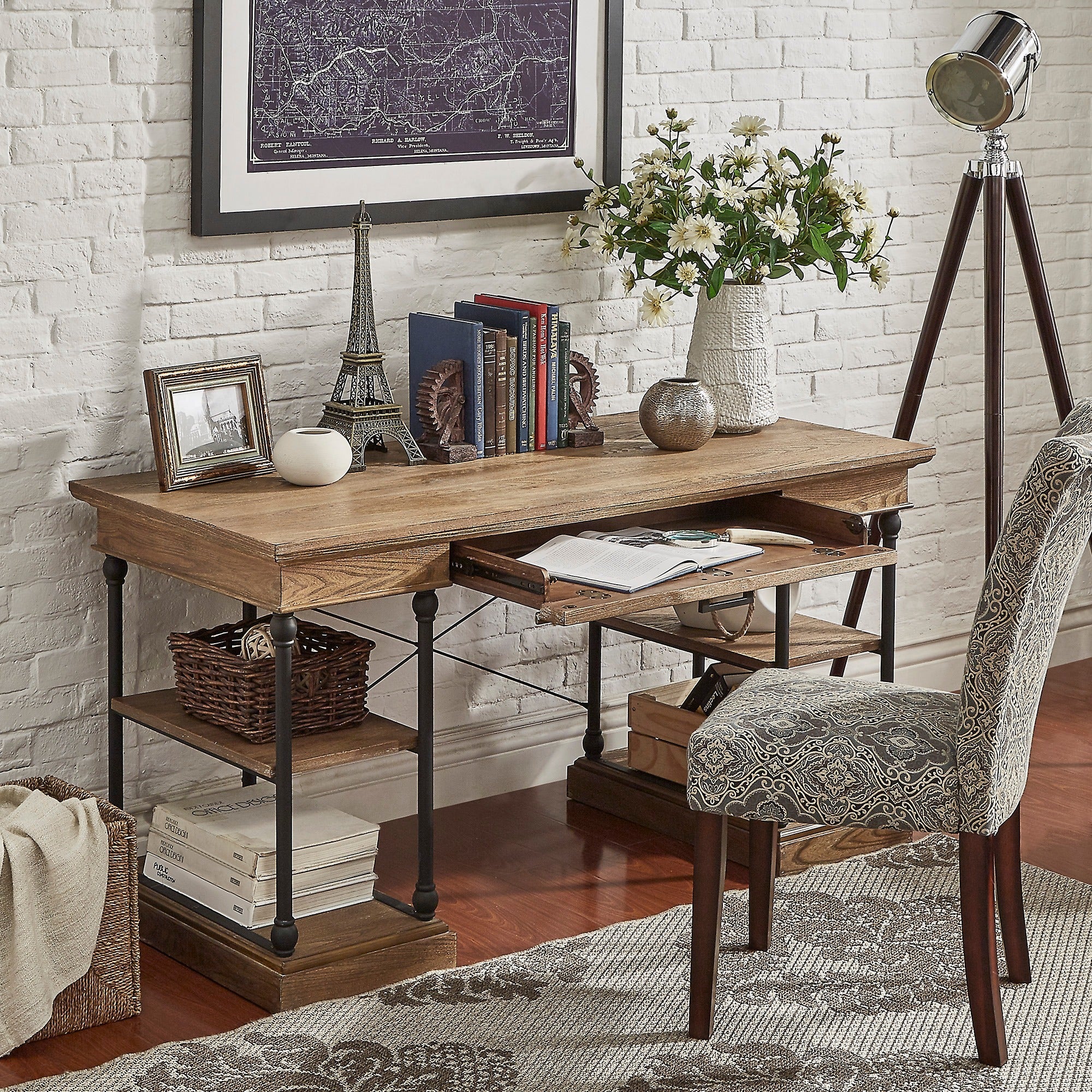 Cornice 1-Drawer Storage Writing Desk