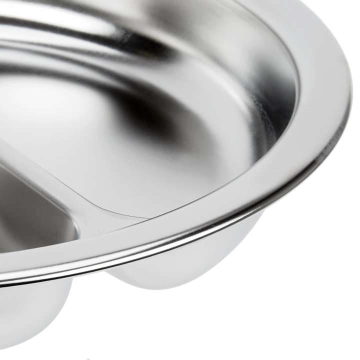 2 ½-quart divided two-compartment round heavy-duty stainless steel food pan