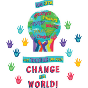 One World Together We Can Change the World Bulletin Board Set, 47 Pieces