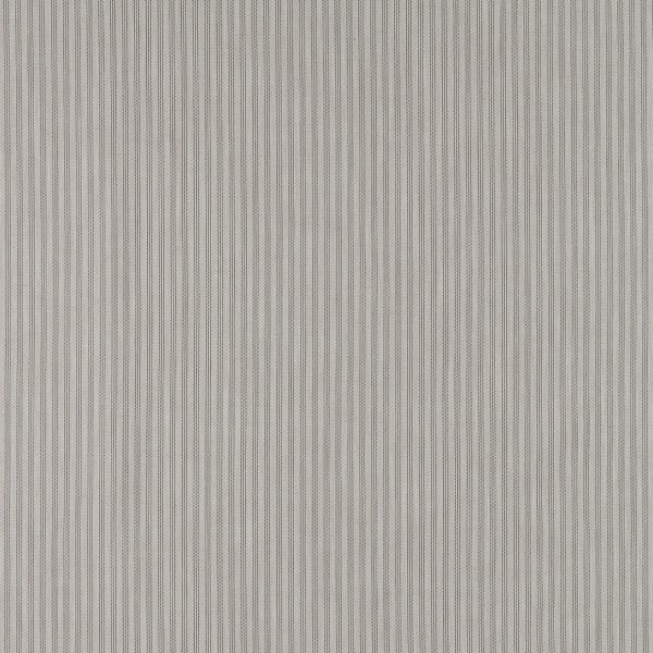 Narrow vertical-striped curtain (fine dotted and solid lines), fully closed; filtering soft light, filling the frame and resembling a textured window covering or wallpaper in neutral gray tones.