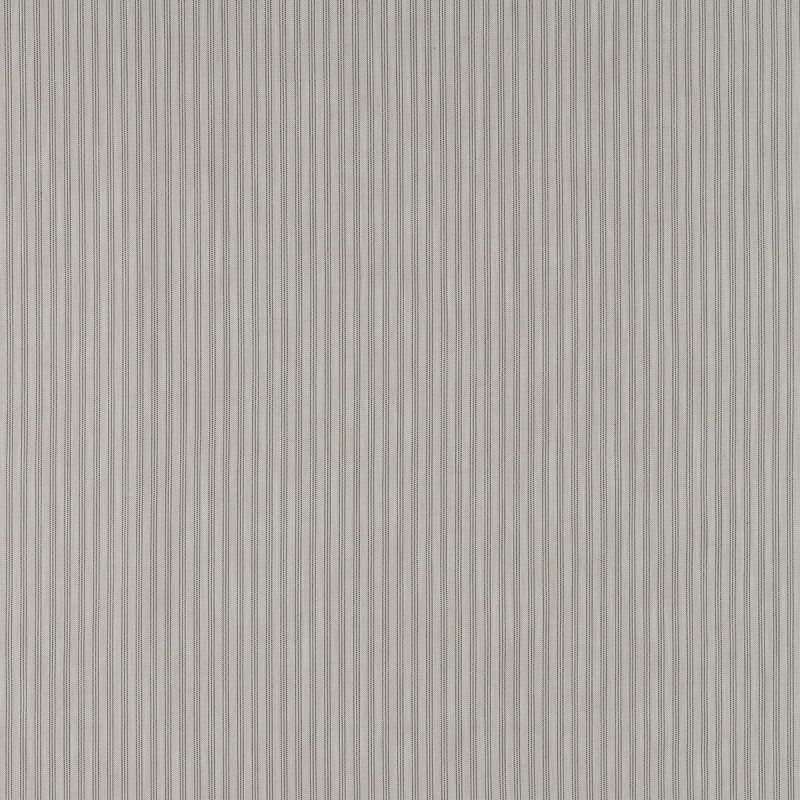 Narrow vertical-striped curtain (fine dotted and solid lines), fully closed; filtering soft light, filling the frame and resembling a textured window covering or wallpaper in neutral gray tones.