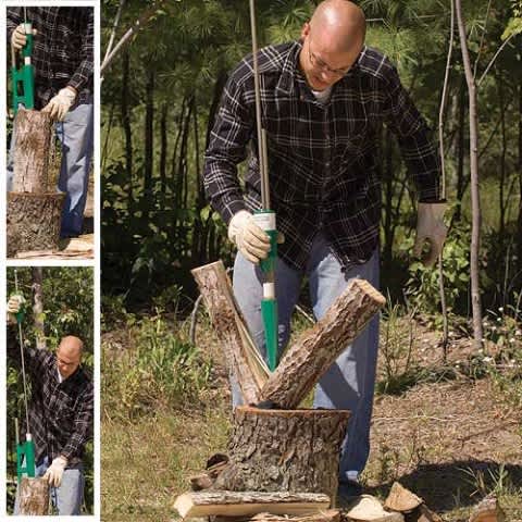 Man Splitting Wood With the Super Firewood Splitter