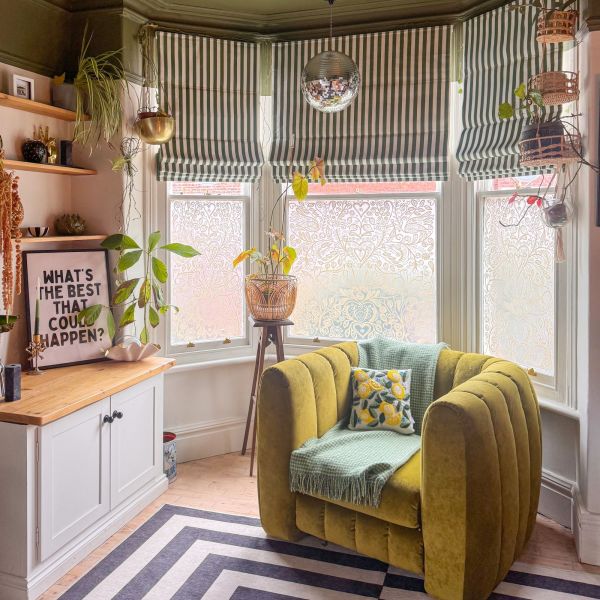 Portofino Stripe Olive Roman blind