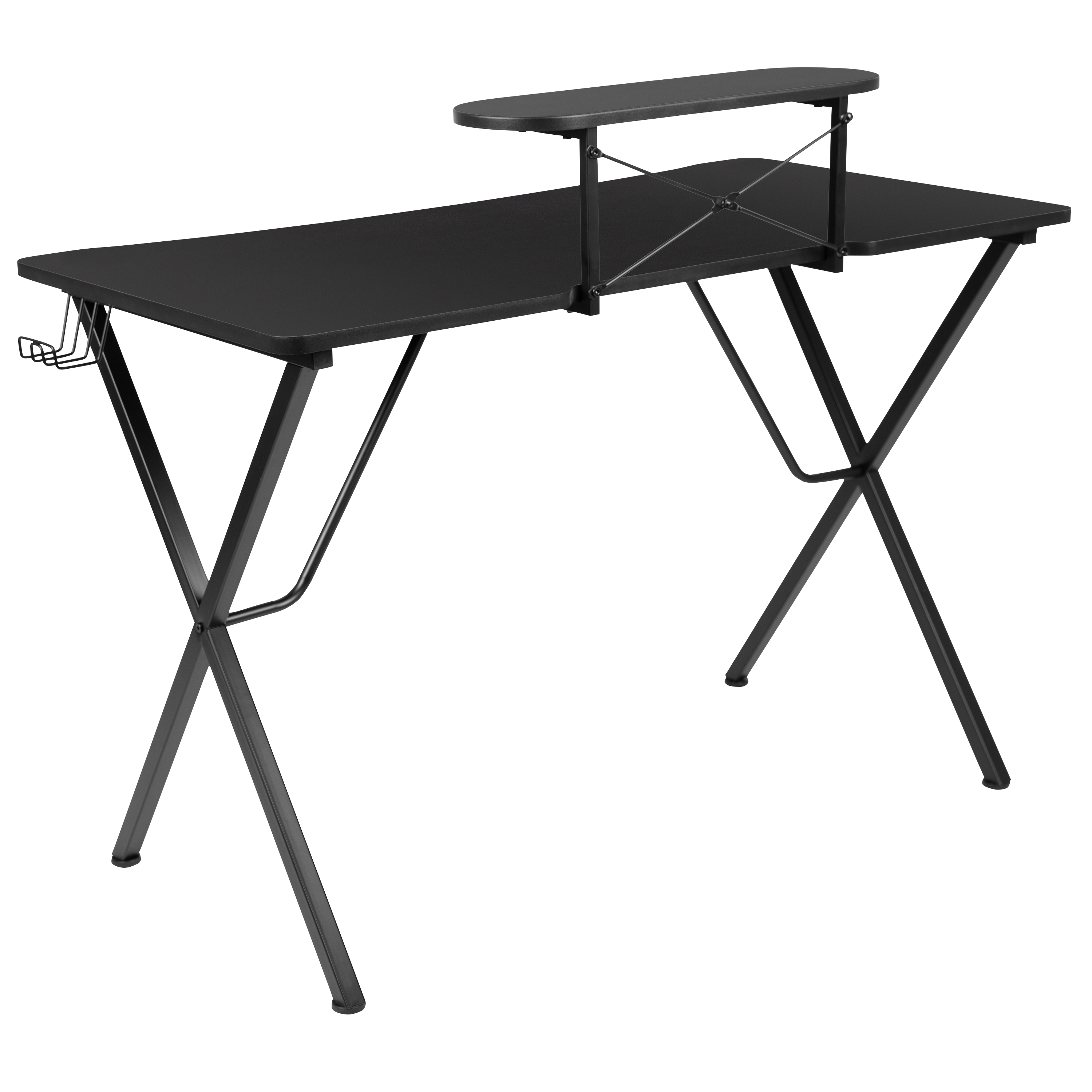 Portavasos de escritorio para juegos negro/blanco, gancho para auriculares, soporte para monitor - Imagen 19 de 24