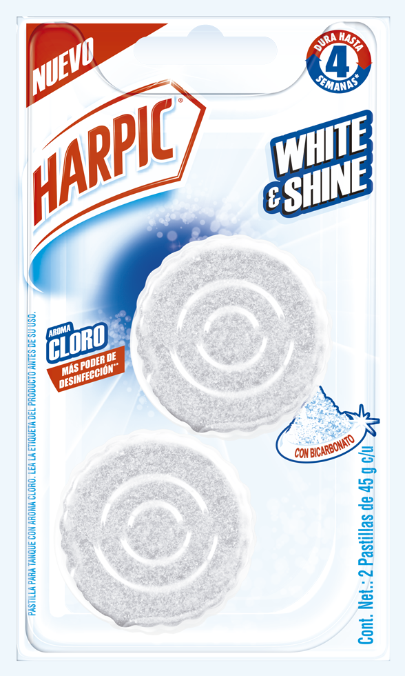 Harpic® White & Shine Pastilla Para Tanque Con Aroma A Cloro 2pzas.