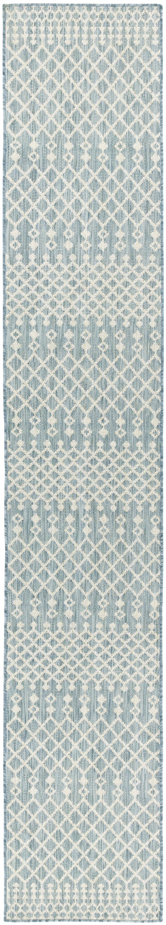 Nourison Positano 2'2" x 12' Aqua Modern Rug