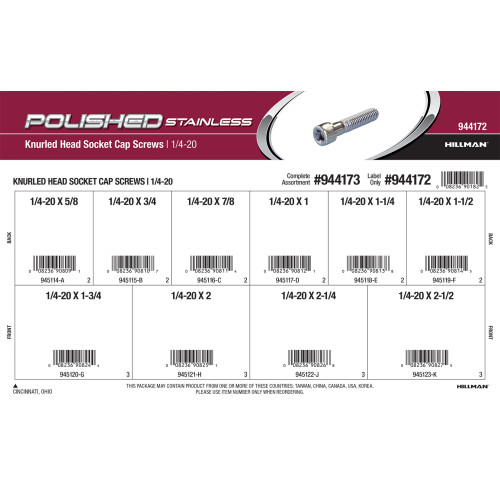 Polished Stainless Knurled-Head Socket Cap Screws Assortment (1/4