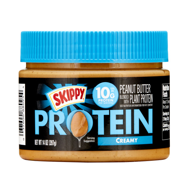 SKIPPY(r) Creamy Peanut Butter Blended with Plant Protein 6/14oz . C1CB - Front Center Inner Pack (Hi Res)