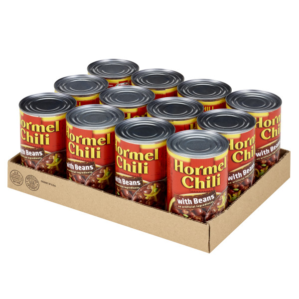 HORMEL(r) Chili W/Beans, 12/7.25oz. . C1RM - Front Right Open Case (Hi Res)