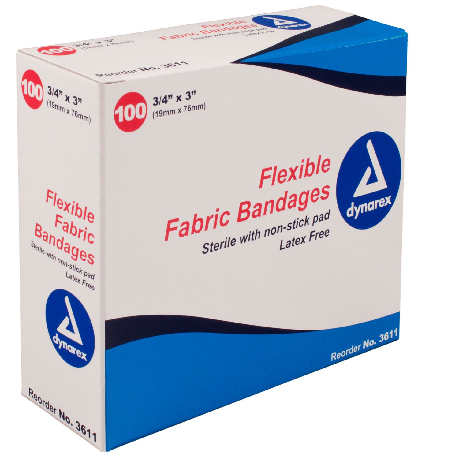 Dynarex BANDAGE, ECON ADHSV STR 3/4"X3" (100/BX 24BX/CS)