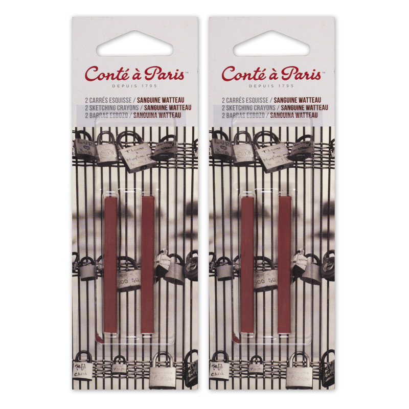 Carrés Esquisse Sketching Pastel Crayons, Sanguine Watteau (2452), 2 Per Pack, 2 Packs