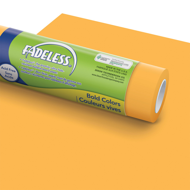 Bulletin Board Art Paper, Sunset Gold, 48" x 12', 4 Rolls