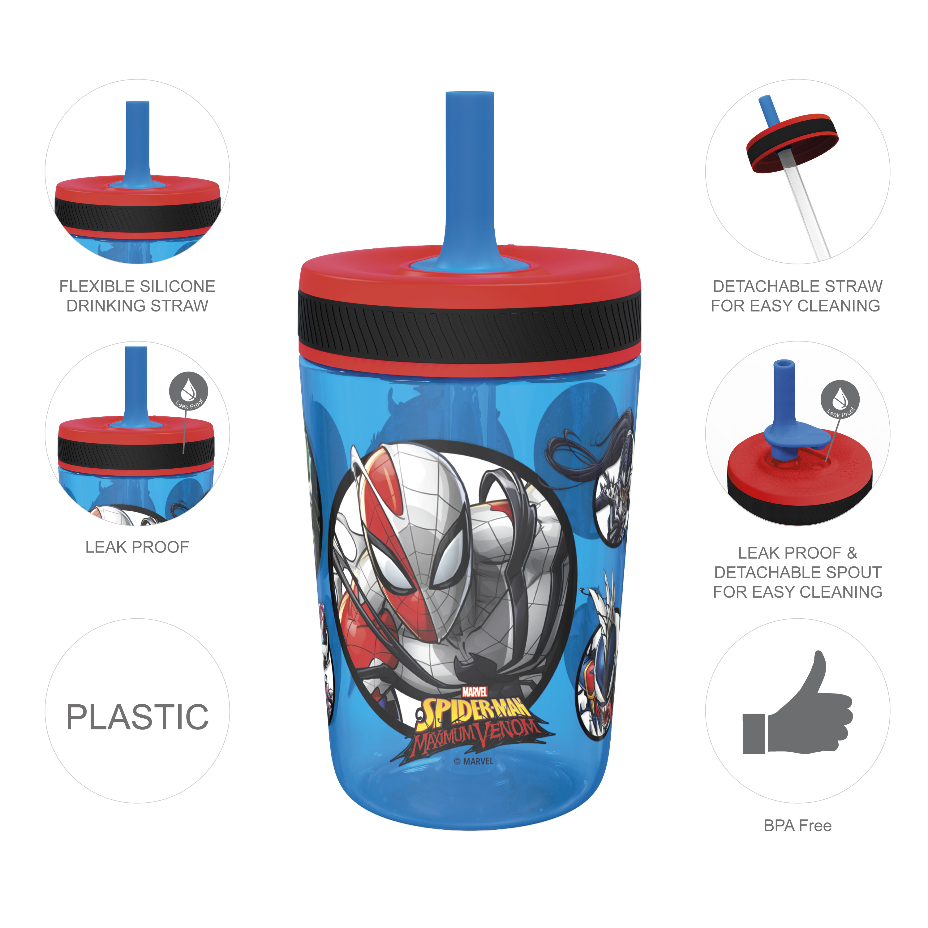Marvel Comics 15  ounce Plastic Tumbler, Spider-Man, 2-piece set slideshow image 10