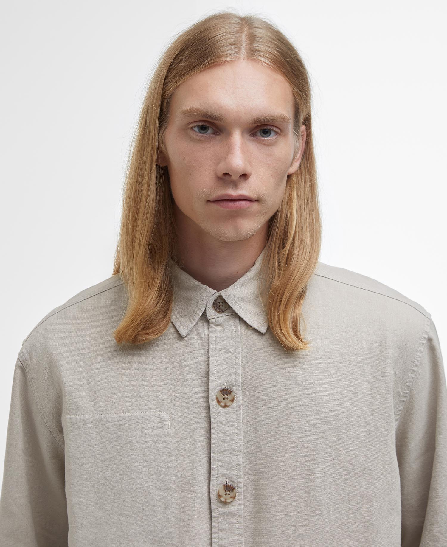 Natural Linen-Blend Overshirt image number 3