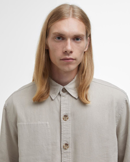Natural Linen-Blend Overshirt
