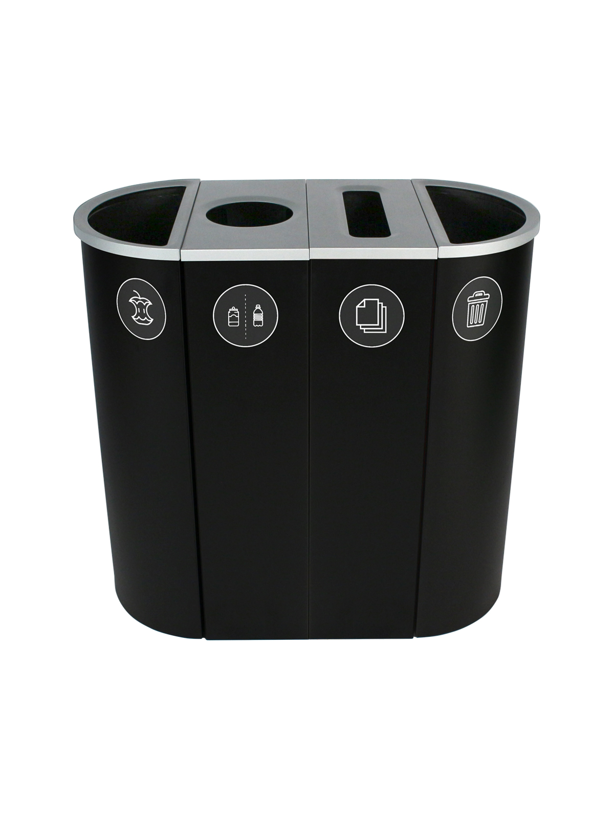 SPECTRUM – Quad – Kit – Organics-Cans & Bottles-Paper-Waste – Full-Circle-Slot-Full – Black